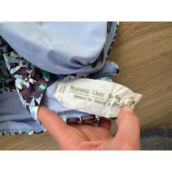 ATHLETA Women's XL Seychelles One Piece Swimsuit Floral Blue Green V Neck NWOT - Picture 6 of 7